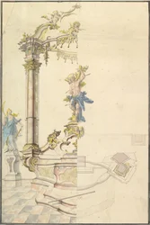 Design til en altertavle med en figur af St. Sebastian, 1741.