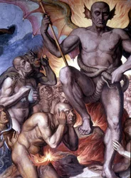 Dantes Inferno (guddommelig komedie) - Detalje af en fresco af Joseph Anton Koch, Casino Massimo, Rom