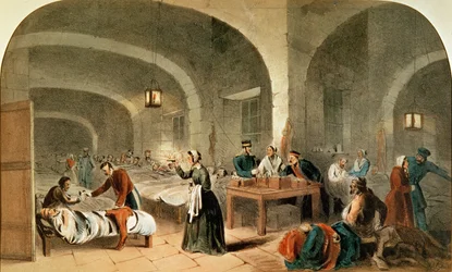 Skitse af en afdeling på Hospitalet i Scutari, ca. 1856