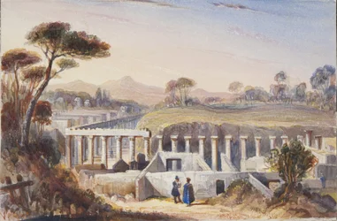 Akvarel indklæbet i Thomas Moodys Journal of a tour through Switzerland and Italy, 1822 (wc på papir)