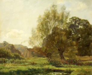 Bibury, Fiskedamme (olie på lærred)