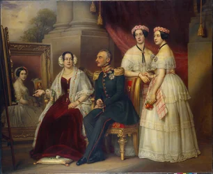 Familieportræt af Joseph, hertug af Saxe Altenburg (Saxe-Altenburg) (1789-1868) - Maleri af Joseph Karl Stieler (1781-1858), olie på lærred