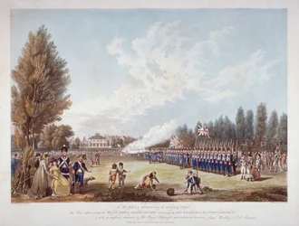 Hans-Town Association træner på deres grund i Knightsbridge, London, 1799