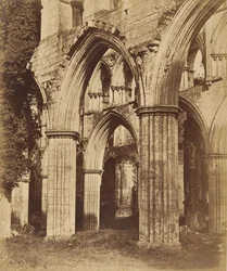 Rievaulx Abbey. Ser på tværs af koret, 1850