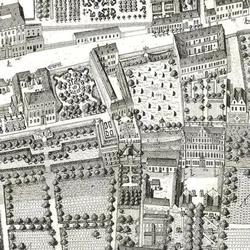 Detalje af et kort over Wien, der viser 135 Alsergrund, hvor Mozart og hans familie boede i 1788 (ætsning og gravering)
