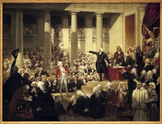 Fransk revolution: Honore Gabriel (Honore-Gabriel) Riqueti, greve af Mirabeau (1749-1791) før Monsieur de Henri Evrard (Henri-Evrard), markis af Dreux Breze (Dreux-Breze) (1762-1829) ved Deputeretforsamlingen , 23. juni