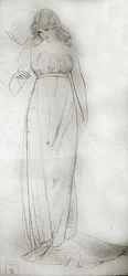 Figurstudie af en pige, der kigger ned