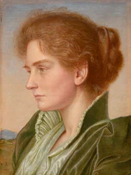 Gertrude Southall (akvarel med kropsfarve og gummi arabicum, forstærket med guld)