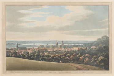 Udsigt over Greenwich og ned ad floden, 1795 (akvatint)