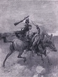 Slår en af dem af sin hest (litho)