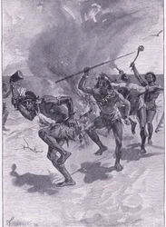 De dansede alle rundt om et bål (litho)