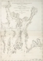 Et kort over havnen i Rhode Island og Narraganset Bay