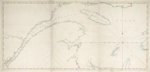 Kort over golfen og floden St Lawrence, ca. 1778 (tryk)