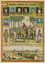 Det franske kolonirige, slutningen af det 19. - begyndelsen af det 20. århundrede (farve litho)