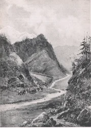 Afghanistan: Illustration fra British Battles on Land and Sea , 1915: Kabul-kolonnens march til Khandahar, august 1880