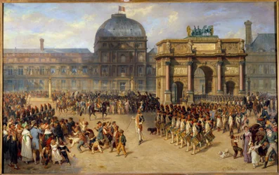 A Day of Review Under the Empire (1810) Maleri af Joseph Louis Hippolyte Bellange (1800-1866) og Adrien Dauzats (1804-1868) 1862 Søn. 1,01x1,61 m