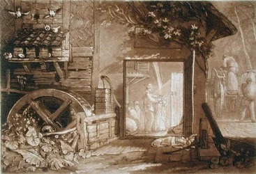 Penbury Mill, Kent, graveret af Charles Turner (1773-1857) udgivet 1808 (gravering)