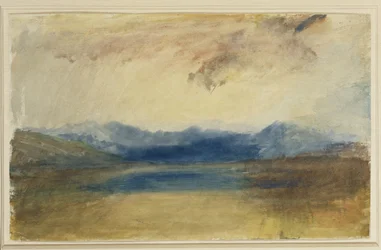 Et bjergrigt landskab med en sø, ca. 1820