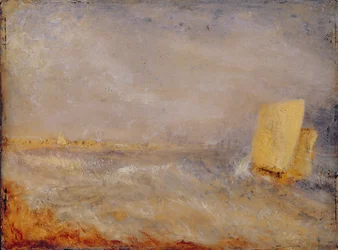 En sejlbåd ud for Deal, ca. 1835 (olie på mølleplade)