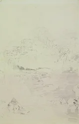 Falls of the Clyde, ca. 1801 (blyant på papir)