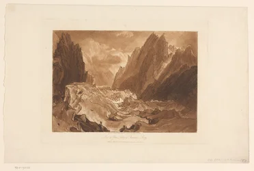 Udsigt over Mer-de-Glace-gletsjeren ved Mont Blanc Mer de Glace - Chamouni-dalen - Savoyen (titel på objektet) Landskabsstudier (serietitel) Liber Studiorum (serietitel)