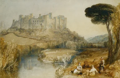 Ludlow Castle (blyant og akvarel forstærket med udskrabning og gummi arabicum på papir)