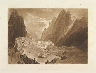 Mêr de Glace, Chamouni-Savoy-dalen Liber Studiorum, del X, plade 50, 23. maj 1812.