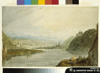 Remagen, Erpel Og Linz (akvarel og gouache på hvidt papir fremstillet med grå vask)