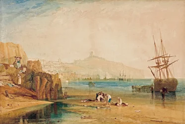 Scarborough, morgen, drenge fanger krabber, ca. 1810
