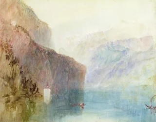 Tells kapel, Luzernsøen, ca.1841 (akvarel med pen på papir)