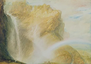 Øvre vandfald i Reichenbach (akvarel på papir)