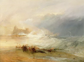 Wreckers - Coast of Northumberland, med en dampbåd, der hjælper et skib off shore, 1834
