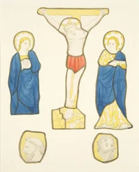 Figurer i farvet glas i privat vindue i Bishop