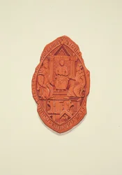 Forsiden af Matthew Parkers segl, ærkebiskop af Canterbury, til Will of Thomas Alyce, Merchant