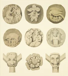 Lyskesten (bosser) i loftet i Redcliffe Church (akvarel på papir)