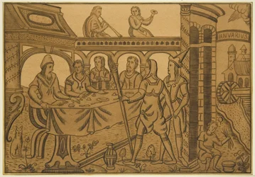 Panel fra et gammelt egetræskiste i Orphan Asylum, Hook