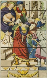 Glasmaleri i Markus - scene fra Kristi lidenskab (akvarel på papir)