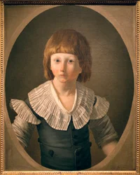 Portræt af Louis XVII (1785-1795), Louis Charles de Normandy blev en delfin ved døden af sin bror lyske i 1789, fængslet med sin familie i templet, tilbragte tre år der og døde der. Dette portræt blev angiveligt malet i templet på