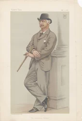 Coutts Lindsay, The Grosvenor Gallery fra Vanity Fair 3. februar 1883 (kromolitografi)