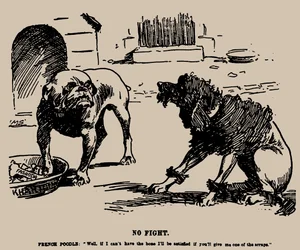 Ingen kamp. Tegnefilm om Fashoda-hændelsen, 1898.