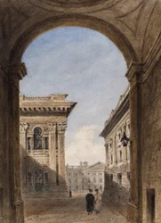Canterbury Gate og Christ Church Quad, Oxford, 1833 (wc på papir)