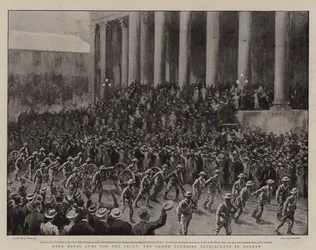 Flere flådevåben til fronten, folkemængden, der hepper på Bluejackets i Durban