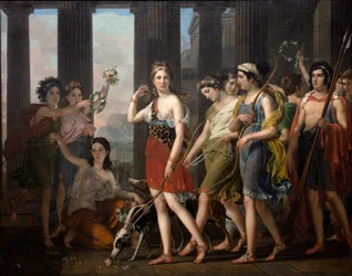Den smukke Anthia fører sine ledsagere til Dianatemplet i Efesos, ca. 1820 (olie på lærred)