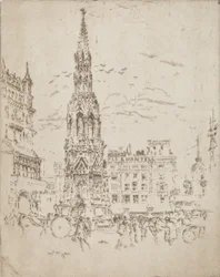 Elinor Cross, foran Charing Cross Railway Station, 1906.