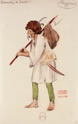 Kostume til karakteren ungarer i Fausts fordømmelse af Hector Berlioz, skitse af Joseph Porphyre Pinchon (1871-1953)
