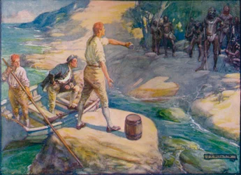 Indfødte samlet omkring dem, c1908, c1920.