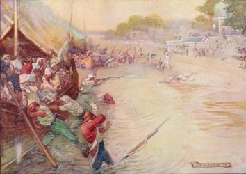 Bådene stak i mudderet og var et let mærke, 1908, c1920.