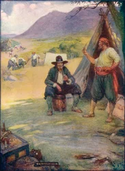 Hvor nu den store by Cape Town står, sætter de deres telte og hytter op, c1908, c1920.