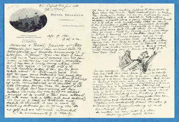 Autografbrev til oberst H. W. Feilden, Hotel Bellvue Cannes, 9. april