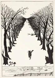 Katten, der gik alene, illustration fra «Sådan nogle historier for små børn» af Rudyard Kipling, udgivet i London, 1951